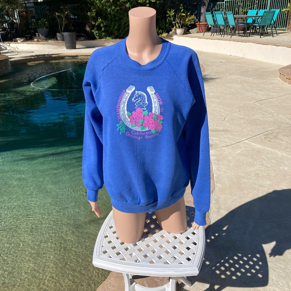 Equestrian Graphic Women's Sweater Blue - Picture 8 of 9